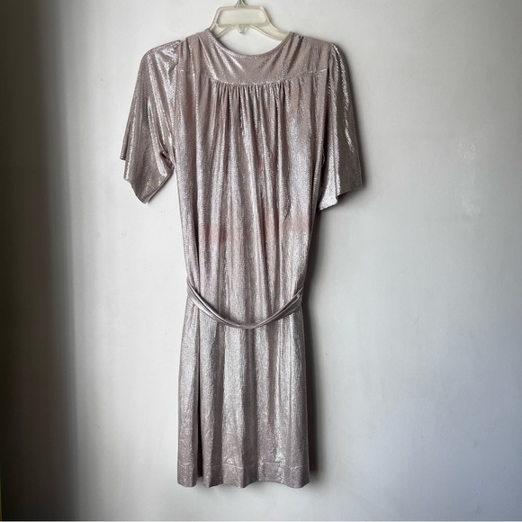 Anthropologie Sabina Musayev Mercury Metallic Gold Silver Shirt Dress S - Picture 10 of 11